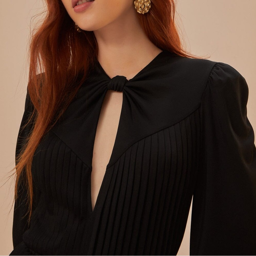 Farm Rio Black Long Sleeve Knot Jumpsuit - Picture 2 of 7